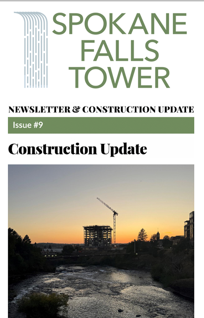 Ongoing construction progress at Spokane Falls Tower – latest site developments.