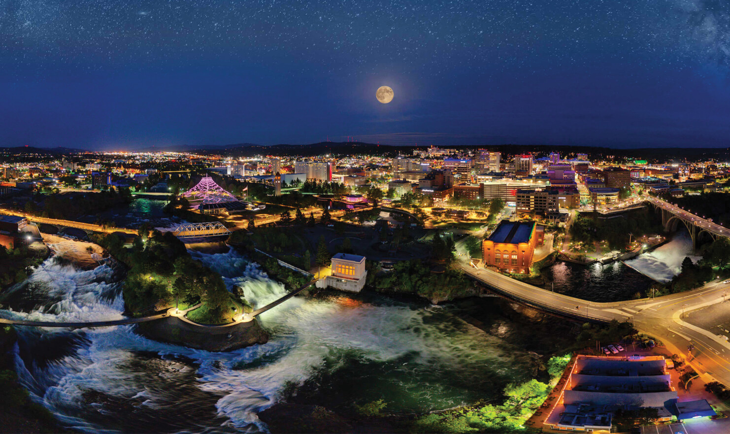 Night View of Spokane from the Spokane Falls Tower