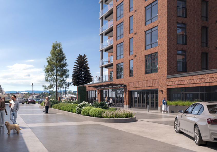 The motor court at Spokane Falls Tower is designed for more than convenience. It sets the tone from the moment you arrive. With integrated guest parking and immediate access to the building, every arrival feels smooth, intuitive, and quietly refined. A pinecone sculpture sits at the center, bringing a touch of the Pacific Northwest to every arrival.